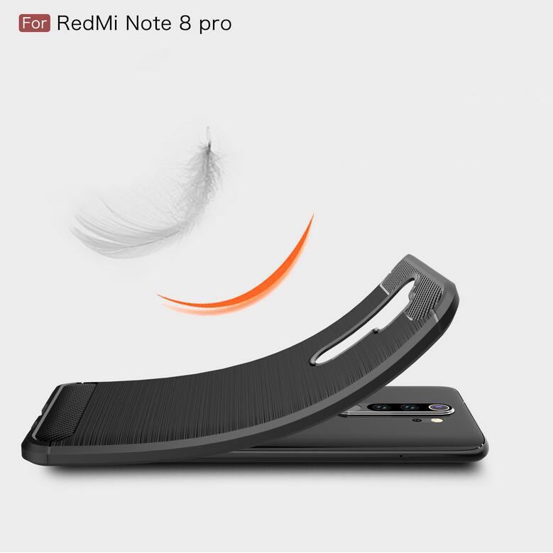 Ốp điện thoại kết cấu sợi carbon mềm màu nhám độc đáo cho Xiaomi Redmi Note 8 Pro