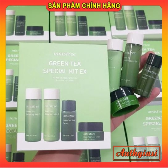 Kit dưỡng da Innisfree TRÀ XANH Green Tea EX \ HOA ANH ĐÀO Jeju Cherry Blossom 4 món
