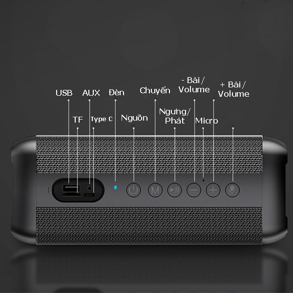 Loa Bluetooth speaker PKCB 388 có thể sạc điện thoại 80W TWS lên 160W USB, Line 3.5mm, TF chip DSP Hàng Chính Hãng