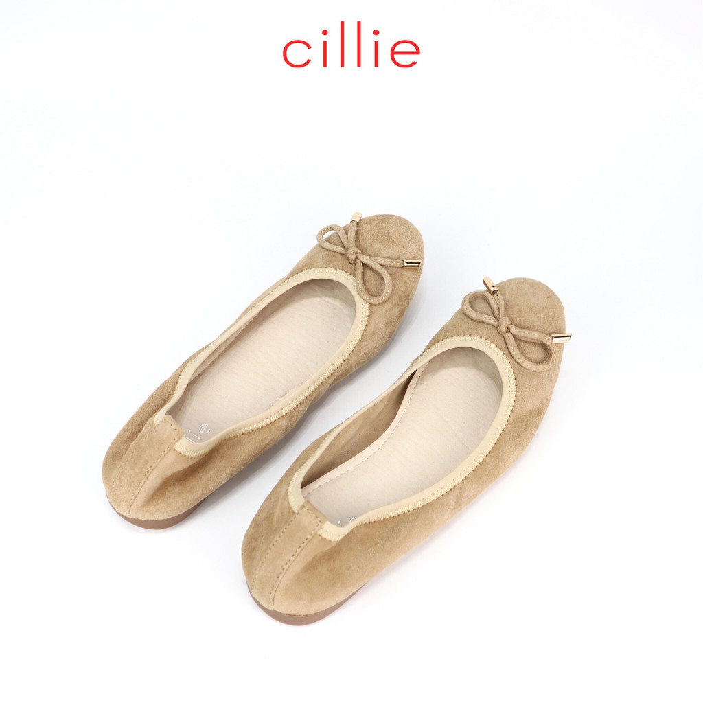 Giày búp bê Cillie da thật mũi tròn gắn nơ 1012 | BigBuy360 - bigbuy360.vn