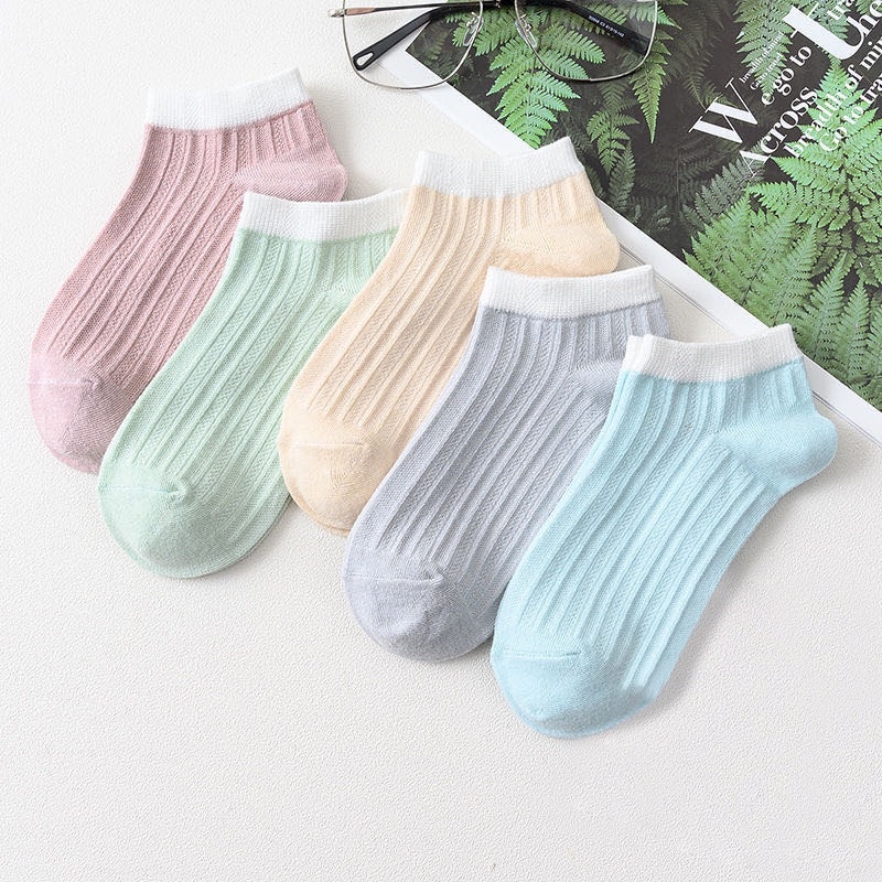 [Jamela] Tất vớ nữ khử mùi ngắn cổ cotton nhiều màu