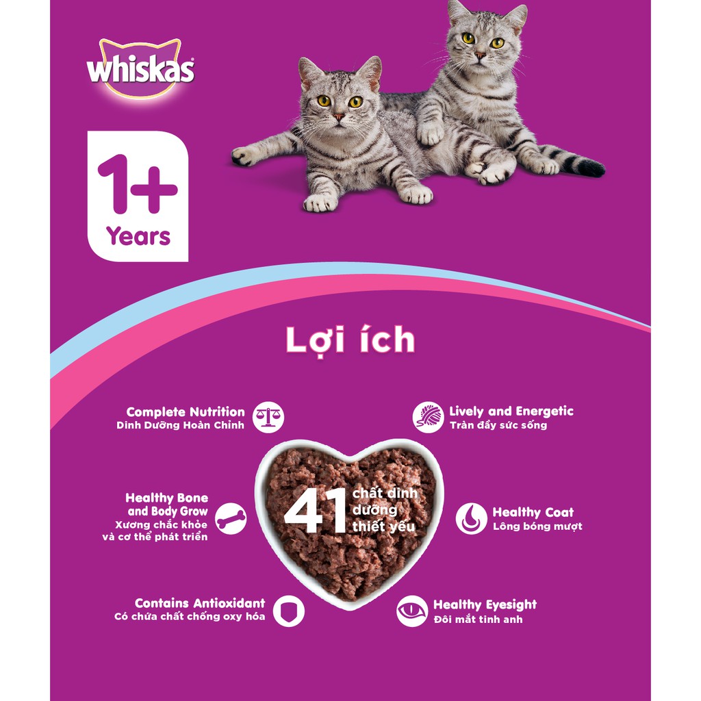 Thức ăn mèo Whiskas vị cá thu và cá mòi lon 400g