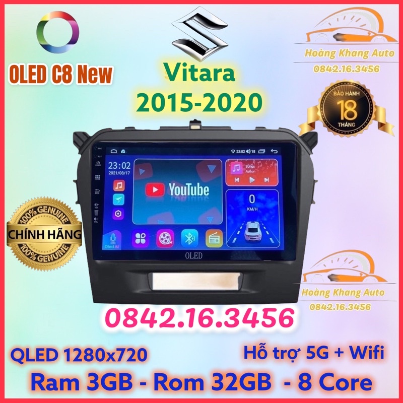 Màn hình android OLED C8 New theo xe Vitara 2015 - 2020  kèm dưỡng và jack nguồn zin theo xe