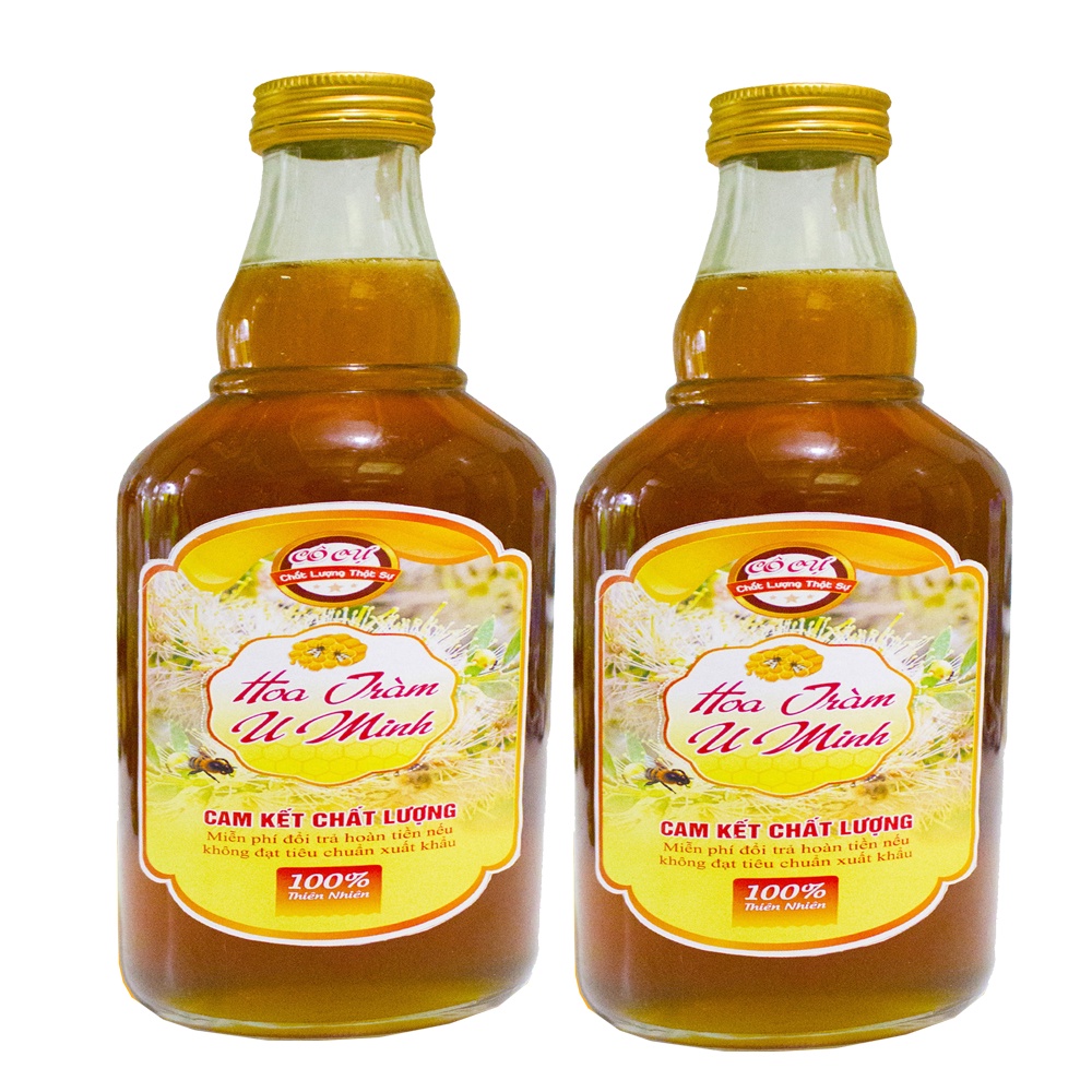 Mật ong nguyên chất Hoa Tràm CÔ CỰ 1000ml 2 chai thủy tinh 500ml, cam kết chất lượng