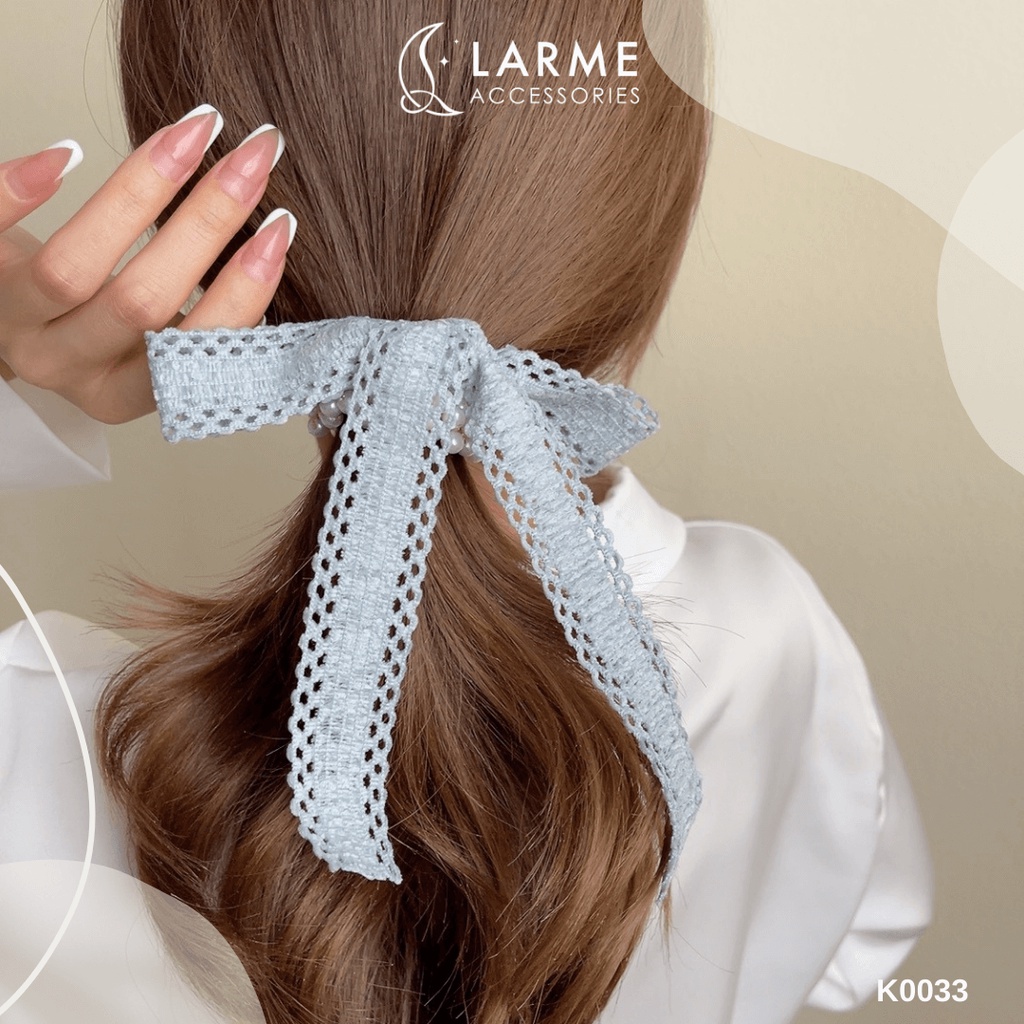 Dây cột tóc, dây buộc tóc nơ vải Hàn Xẻng dễ thương Larme Accessories - K0033