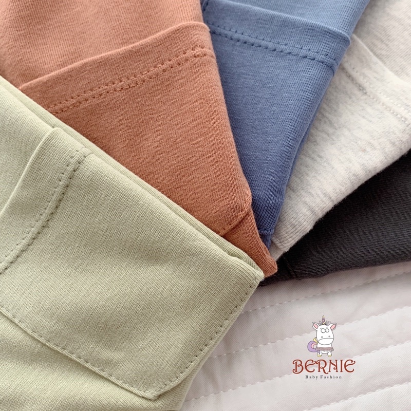 Bộ cộc tay cổ tàu màu trơn chất cotton cho bé trai, bé gái