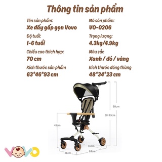 Xe đẩy đảo chiều gấp gọn vovo