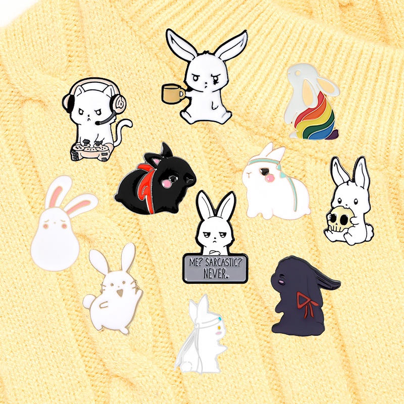 Huy Hiệu Cài Áo Hình Thỏ Hoạt Hình Dễ Thương