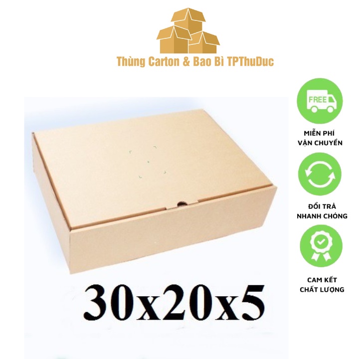 Combo 10 Hộp Carton Nắp Gài Size 30x20x5cm Đóng Gói Hàng Hóa