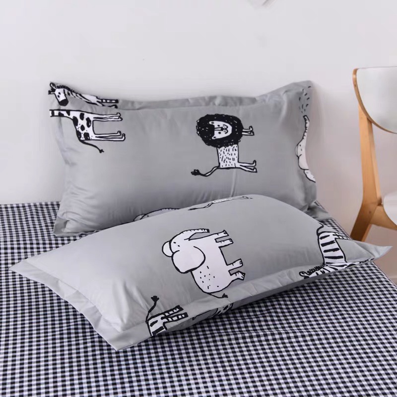 Bộ Vỏ Chăn Ga Gối Cotton Poly Nhập Khẩu (Vườn Thú SP000703)