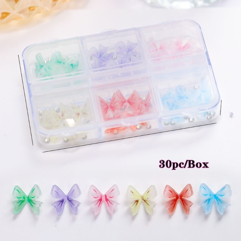 Set 30 Phụ Kiện Trang Trí Móng Tay Hình Bướm 3D DIY