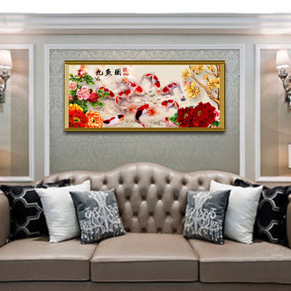 Bộ tranh đính đá 5D tự làm với vải canvas 80*35cm trang trí nhà cửa sang trọng