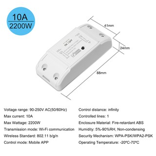 ✦✦ Tuya WiFi Công tắc thông minh 10A / 2200W Công tắc điều khiển từ xa không dây Hẹn giờ Điều khiển ứng dụng Nhà thông minh cho Alexa Google Home [hotel8]