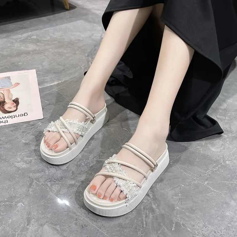 Giày Sandal Hai Quai Đế Bệt Dày Phong Cách Mùa Hè 2022 Mới Dễ Phối Đồ Cho Nữ