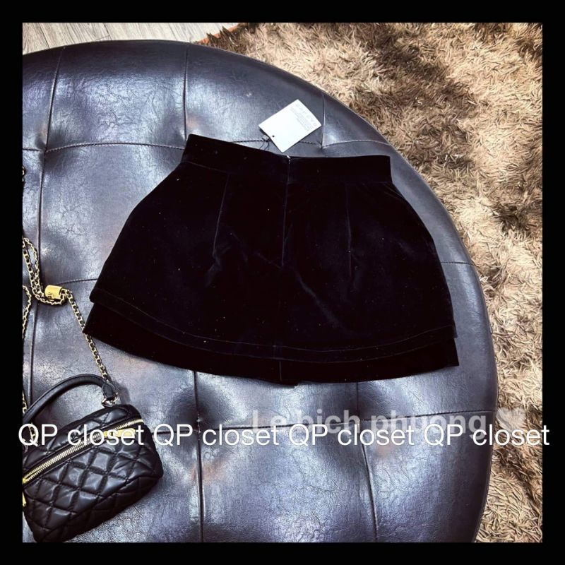 Quần váy nhung thêu chữ X hàng QC