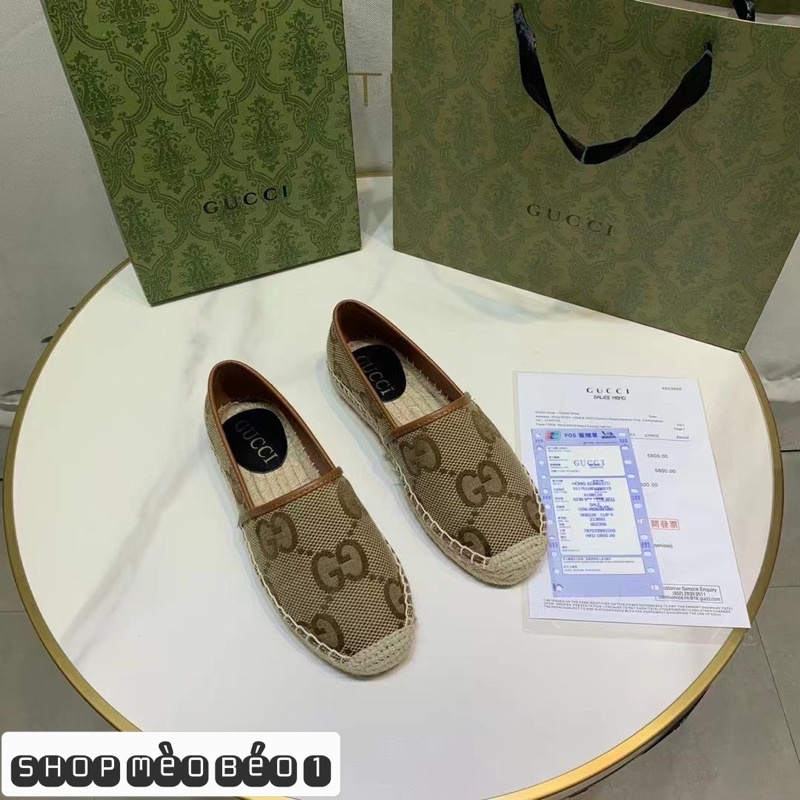 Giày slip on gc hoạ tiết đế cói fullbox