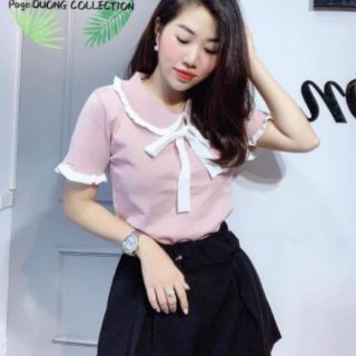 ÁO LEN CỘC TAY CỔ SEN THẮT NƠ