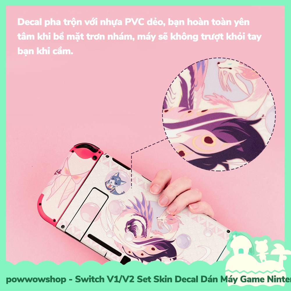 [Sẵn VN - Hỏa Tốc] Switch V1/V2 Set Skin Decal + PVC Dán Máy Game Nintendo Switch Monster Hunter Rise Mizutsune