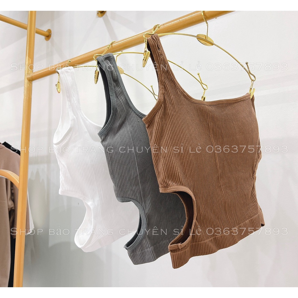 Áo Bra Kèm Đệm Khoét Phần Eo Quai Chéo - Áo Ôm Body Kiểu Dáng Hàn