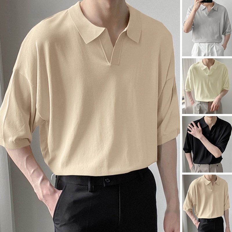 Áo thun tay ngắn có cổ thời trang cơ bản cho nam