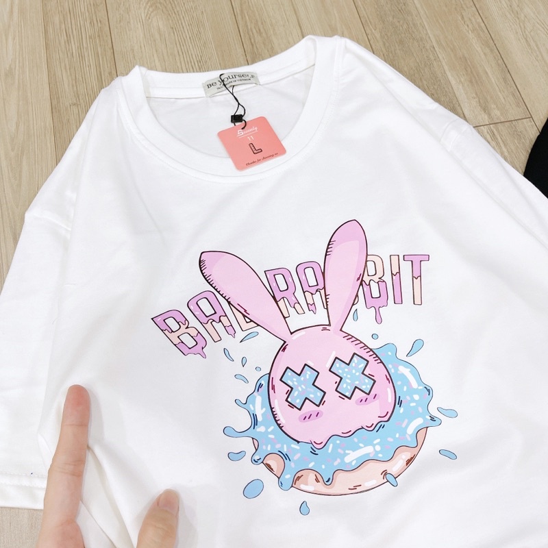 Áo Thun PHÔNG NAM NỮ UNISEX Thỏ BadHabits - Hình chụp thật