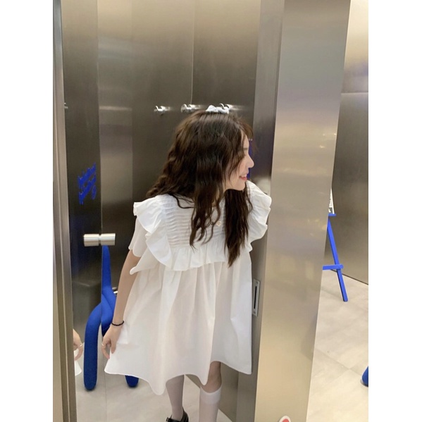 Váy babydoll trắng tiểu thư xinh xắn đáng yêu hàn quốc