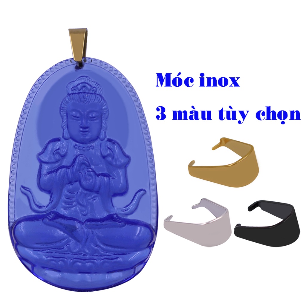 Mặt dây chuyền Phật Đại nhật như lai pha lê xanh dương MFLXDB3 - Hộ mệnh tuổi Mùi, Thân