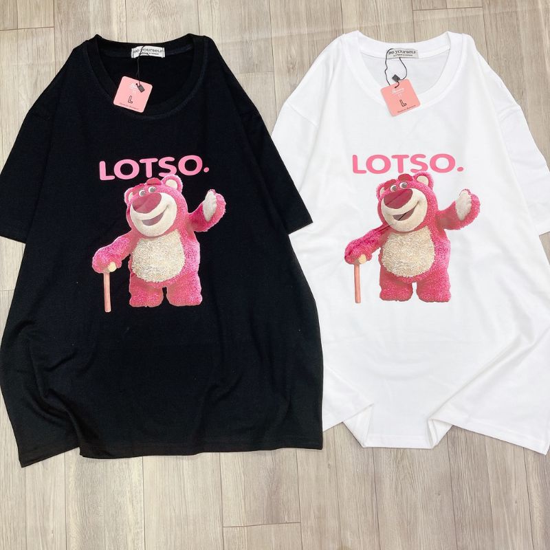Áo thun nam nữ in hình Gấu Lotso ngắn tay phong cách Unisex