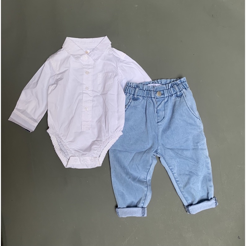 Quần jean Zara kid baggy màu bạc dư xịn