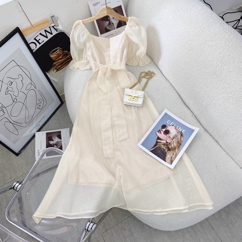 Đầm midi trắng xếp ly ngực dáng dài tiểu thư váy trắng chụp kỉ yếu | BigBuy360 - bigbuy360.vn