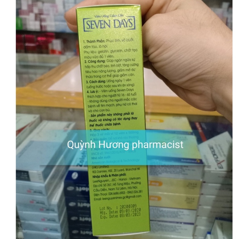 Viên uống giảm cân SEVENDAY 36 viên