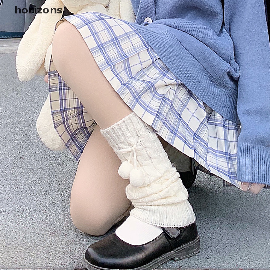 [horizons] Vớ Dệt Kim Giữ Ấm Chân Đính Bóng Lông Ngọt Ngào Phong Cách Lolita Cho Nữ