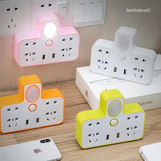 Bộ Chia Ổ Cắm Điện Đa Năng Kèm Đèn Ngủ