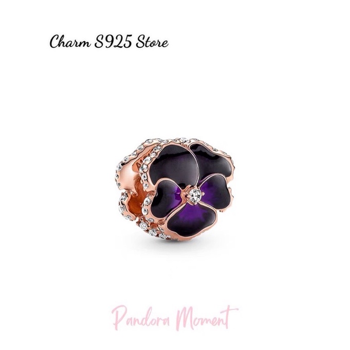 CHARM PAN ALE HOA PANSY MÀU TÍM BẠC S925 CAO CẤP