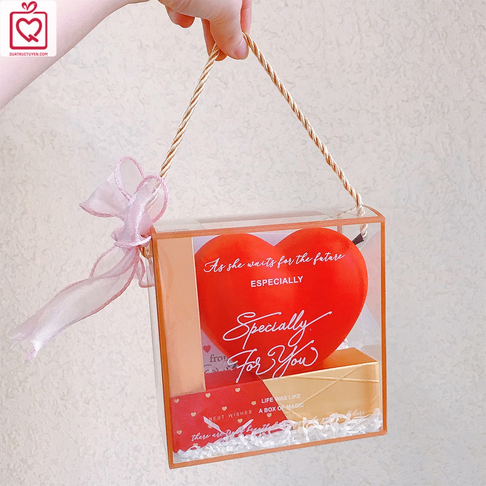 Quà tặng Valentine Only Love You set socola, đèn ngủ trái tim, son môi kèm hộp trong suốt Luv144 tặng người yêu