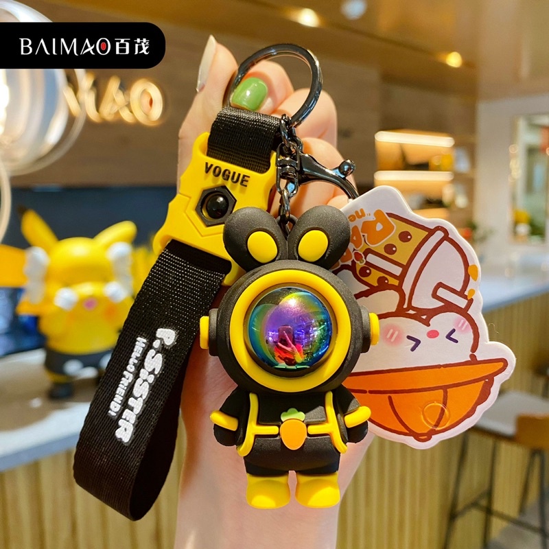 Móc Chìa Khoá Phi Hành Gia Bụng Hình Cà Rốt A74, Móc Chìa Khoá Phi Hành Gia Tai Thỏ Bự Đáng Yêu