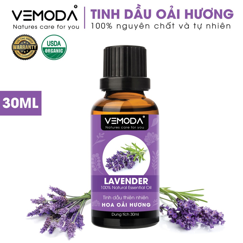 Tinh dầu Oải hương cao cấp VEMODA 30ML khử mùi, tinh dầu xông phòng, thơm phòng, để phòng ngủ, thư giãn, giúp ngủ ngon
