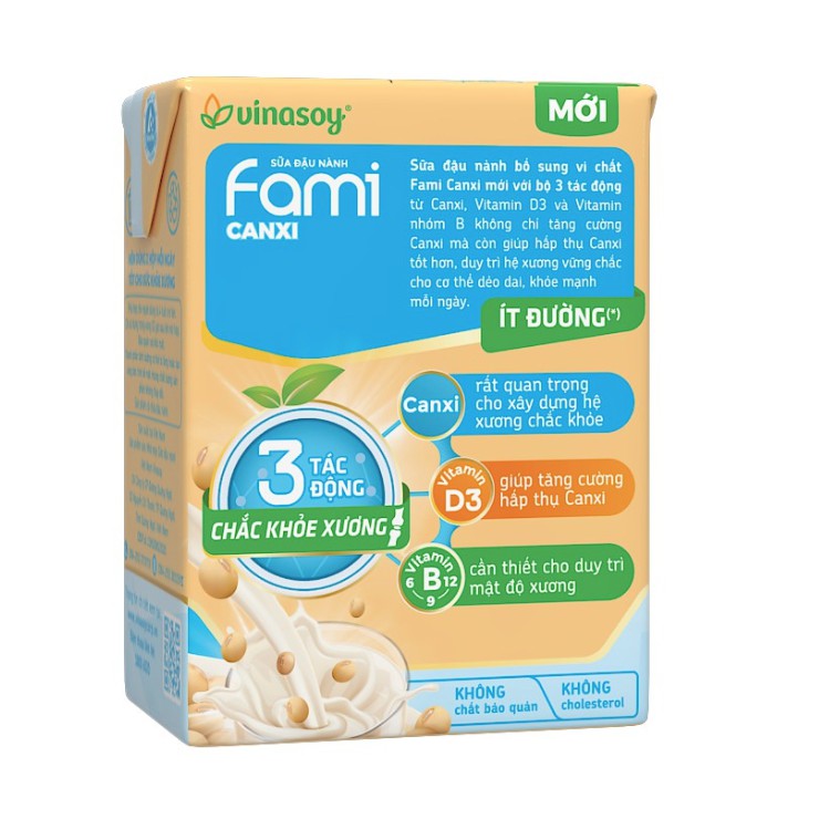 Thùng 36 hộp x 200ml Sữa Đậu Nành Fami Canxi Ít Đường (Shop bán giá trần không kèm khuyến mãi)