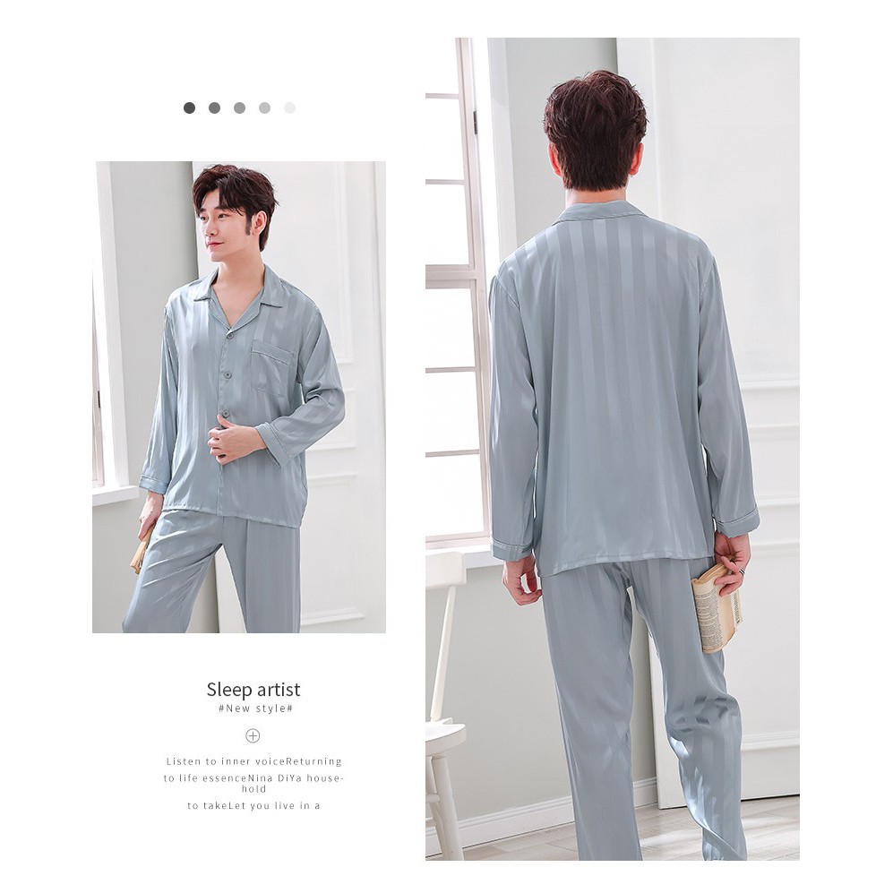 N9371 - Bộ pyjama nam dài tay chất lụa | BigBuy360 - bigbuy360.vn