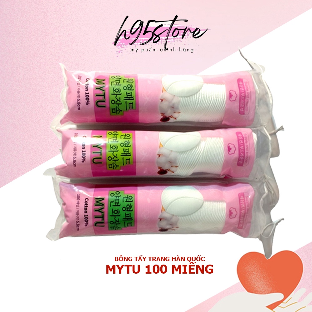 Bông tẩy trang 100%cotton mềm mịn cao cấp Hàn Quốc MYTU 100 miếng