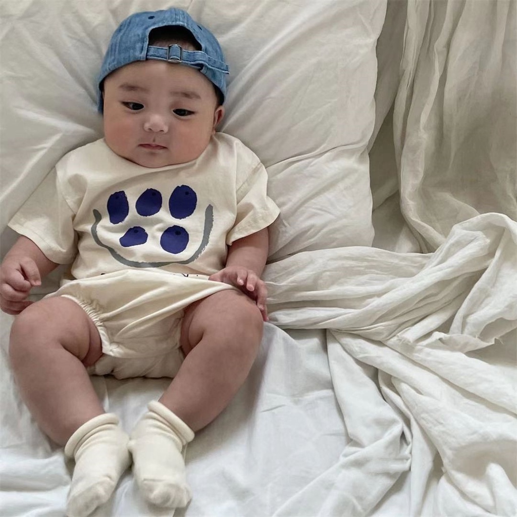 Áo Liền Quần Ngắn Tay In Hình Trái Cây Cho Bé Sơ Sinh