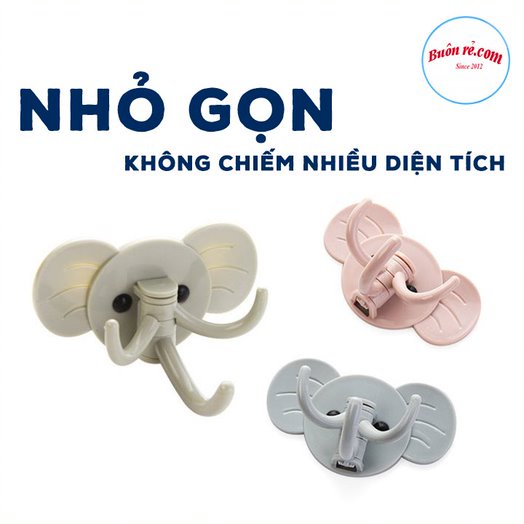 Móc treo đồ dán tường hình con voi ngộ nghĩnh – Móc treo đồ hình voi có 3 nhánh - 01428