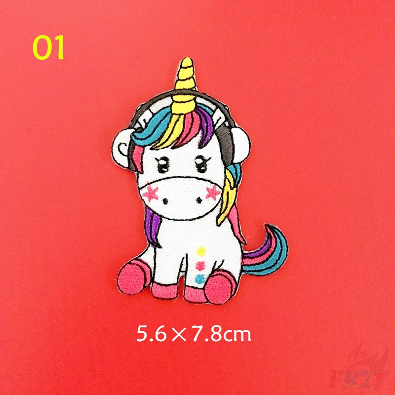 Miếng thêu ủi quần áo họa tiết kỳ lân cầu vồng dễ thương