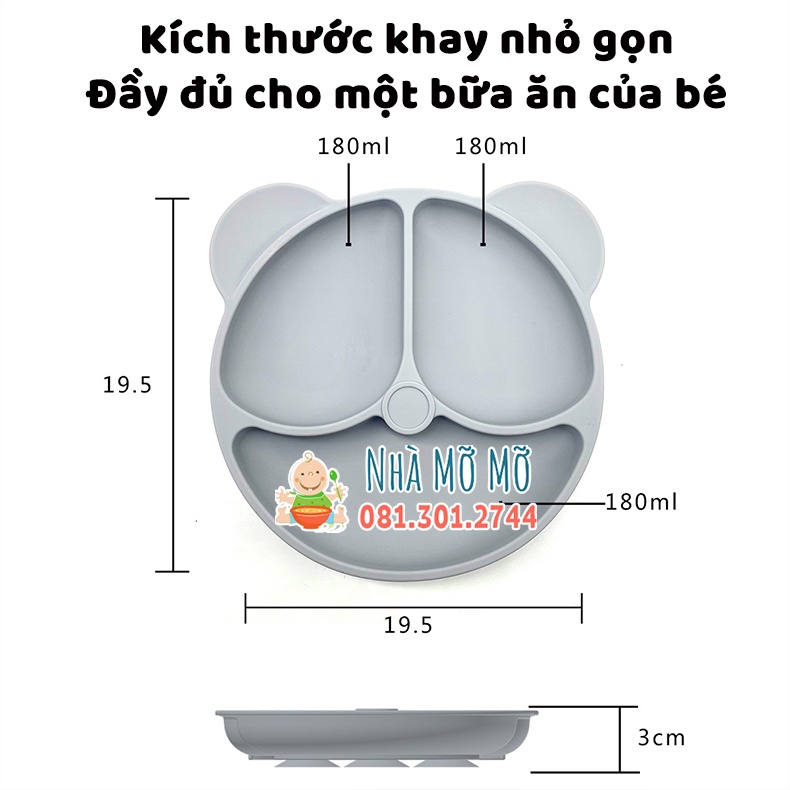 Khay silicon ba ngăn cho bé ăn dặm BLW - Nhà Mỡ