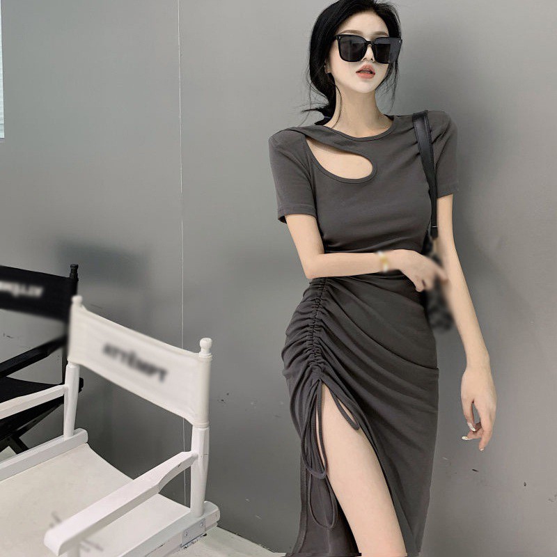 Đầm Midi Dáng Ôm Phối Dây Rút Thời Trang Mùa Hè Dành Cho Nữ