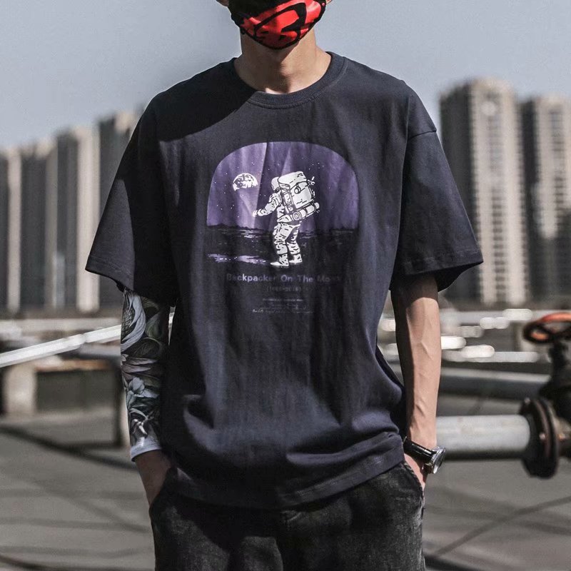 Áo Thun Oversize Tay Ngắn In Hình Cá Tính Cho Nam Size M-8Xl