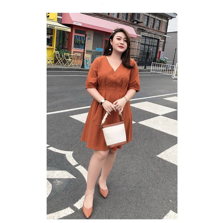 Đầm Midi chữ A  thời trang nữ bigsize