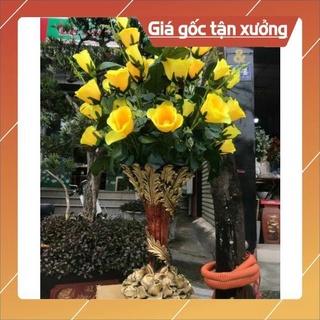 Bình hoa composite dáng ly lá cắm hoa lụa, cắm lông công số 2 cao 44cm