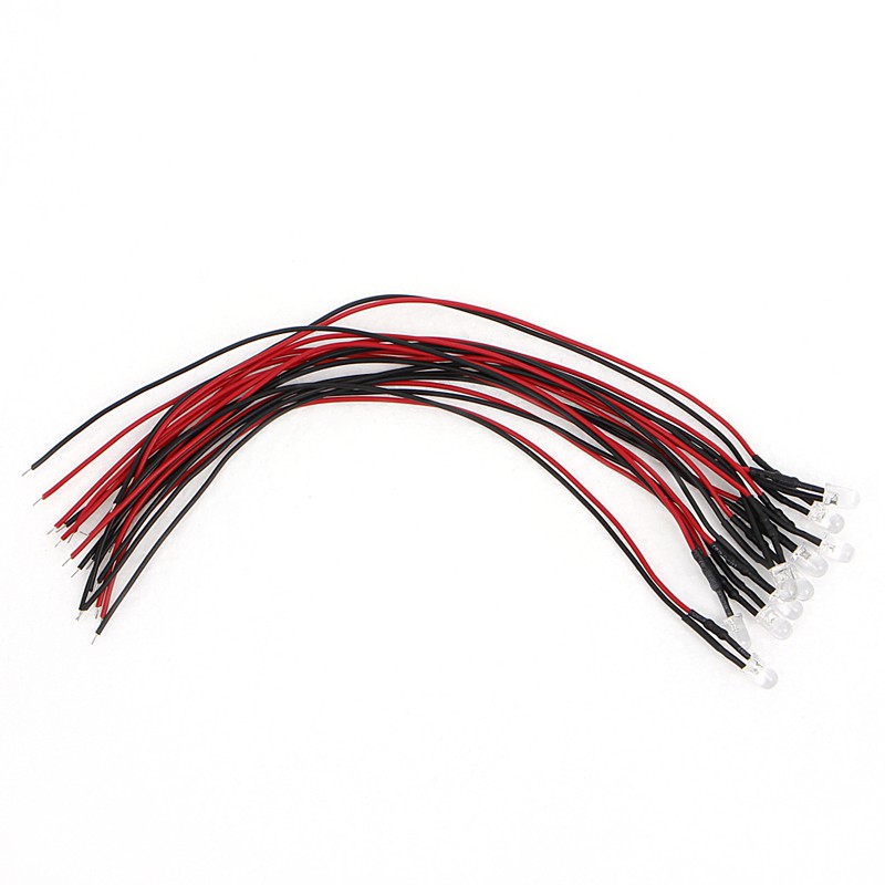 Set 10 Diode đèn led có dây điện 18cm 5mm DC 12V