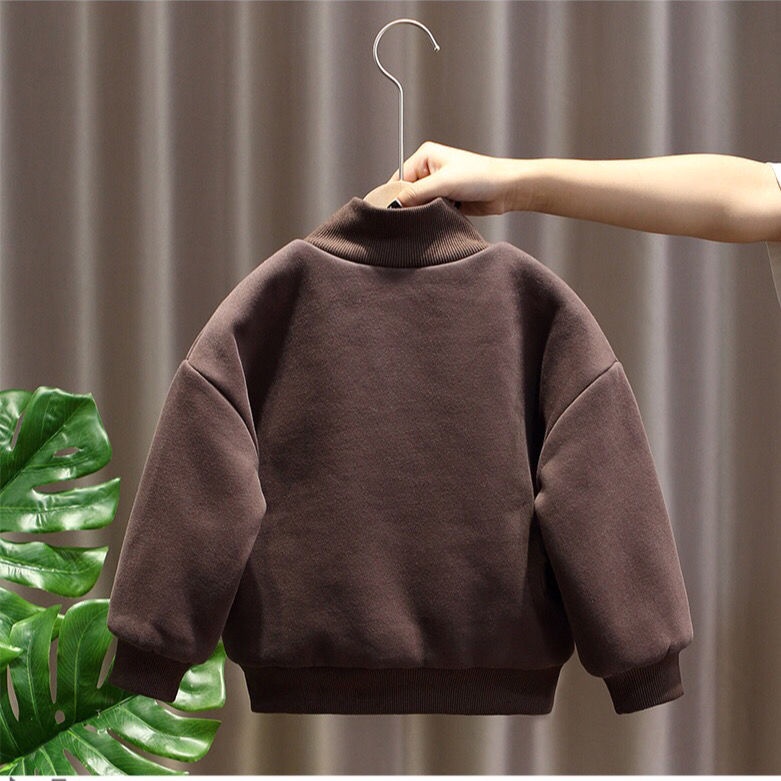 Áo sweater nhung dày giữ ấm mùa thu đông phong cách mới cho bé trai 2021